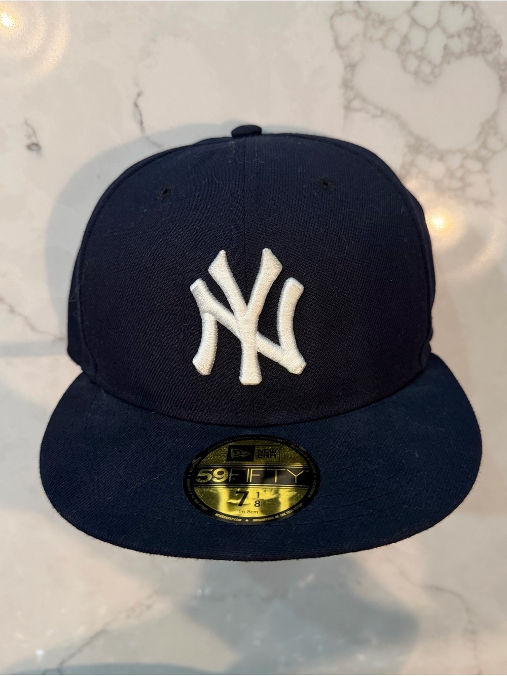 New Era New York Yankees MLB 59FIFTY Fitted Hat Blue Size 7 1/8